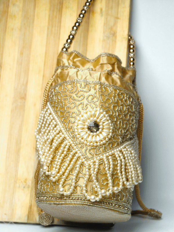 Handcrafted Embroidered Potli Bag – Traditional Ethnic Drawstring Purse for Women - Image 3