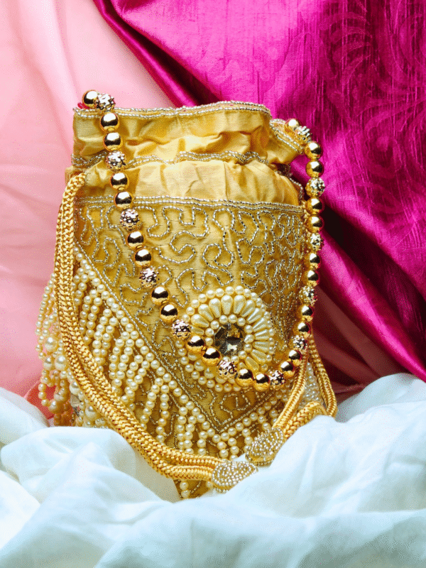 Handcrafted Embroidered Potli Bag – Traditional Ethnic Drawstring Purse for Women - Image 2