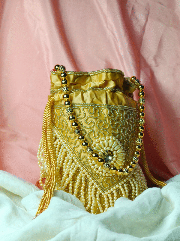 Handcrafted Embroidered Potli Bag – Traditional Ethnic Drawstring Purse for Women - Image 4
