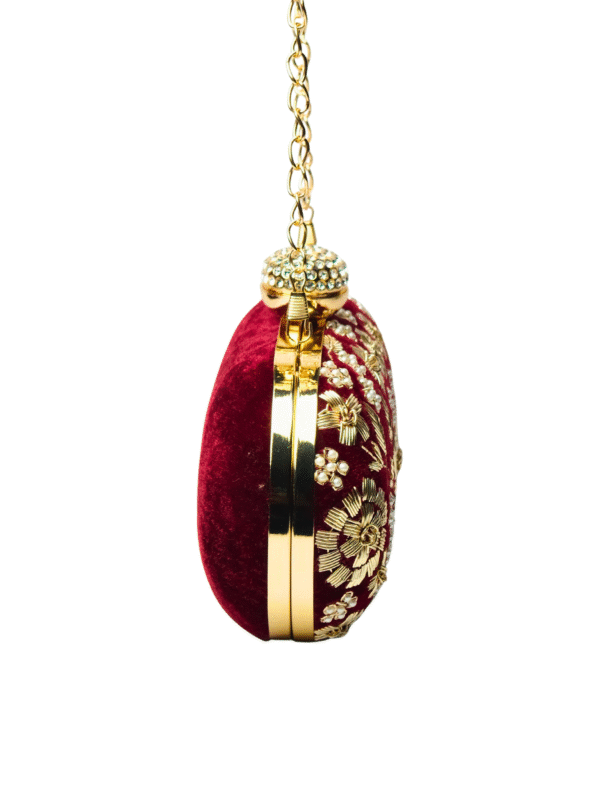 Red Velvet – Handmade Embroidery Evening Clutch - Image 4