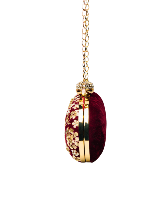 Red Velvet – Handmade Embroidery Evening Clutch - Image 5