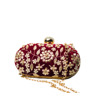 Red Velvet – Handmade Embroidery Evening Clutch