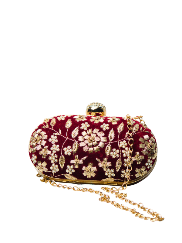 Red Velvet – Handmade Embroidery Evening Clutch