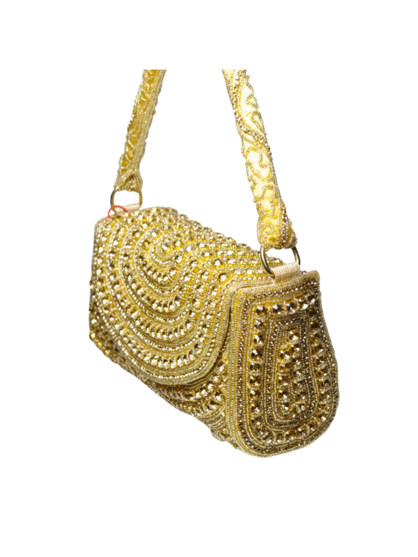 Royal Gold Embroidery Clutch– Handmade Evening Clutch - Image 2