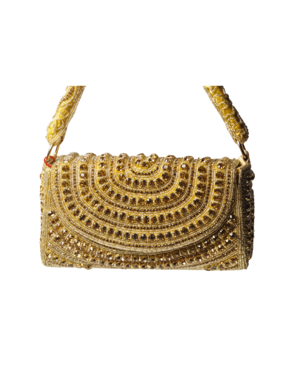 Royal Gold Embroidery Clutch– Handmade Evening Clutch - Image 3
