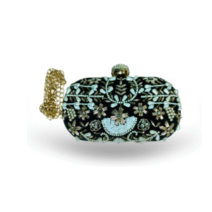 Royal Green Velvet – Hand Embroidered Clutch