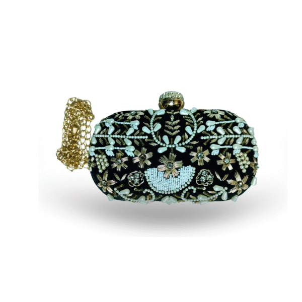 Royal Green Velvet – Hand Embroidered Clutch