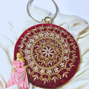 Glam Gold Embroidery Clutch – Handmade Luxury