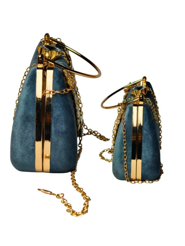 Royal Blue Velvet – Hand Embroidered Clutch - Image 4