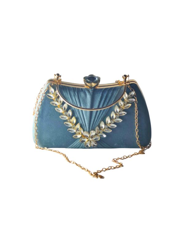 Royal Blue Velvet – Hand Embroidered Clutch