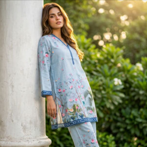 Women's Floral Printed Kurta Pant Set | Stylish Rayon Blend Straight Kurti with Matching Pants | Casual, Office & Daily Wear Ethnic Co-Ord Set Sky Blue