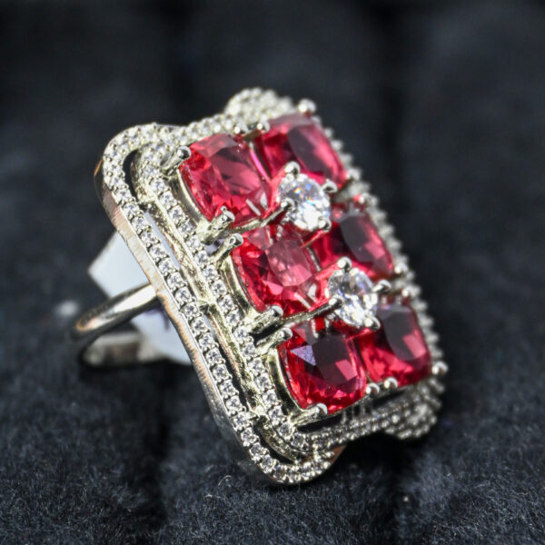 American Diamond Cluster Ring-Adjustable Glam - Image 2