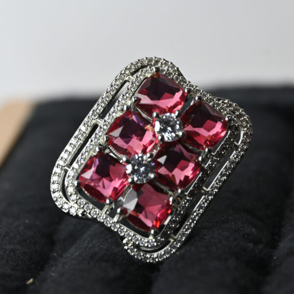 American Diamond Cluster Ring-Adjustable Glam