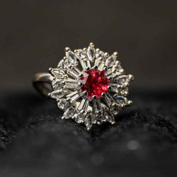 Stylish American Diamond Cocktail Ring – Adjustable Glam - Image 2