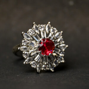 Stylish American Diamond Cocktail Ring – Adjustable Glam