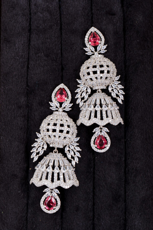 Silver-Plated Bridal AD Jhumkas for Women & Girls - Image 4