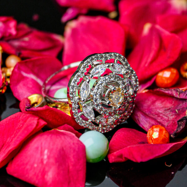 Stylish American Diamond Cocktail Ring – Adjustable Glam - Image 5