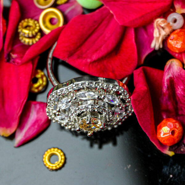 Stylish American Diamond Cocktail Ring – Adjustable Glam - Image 4