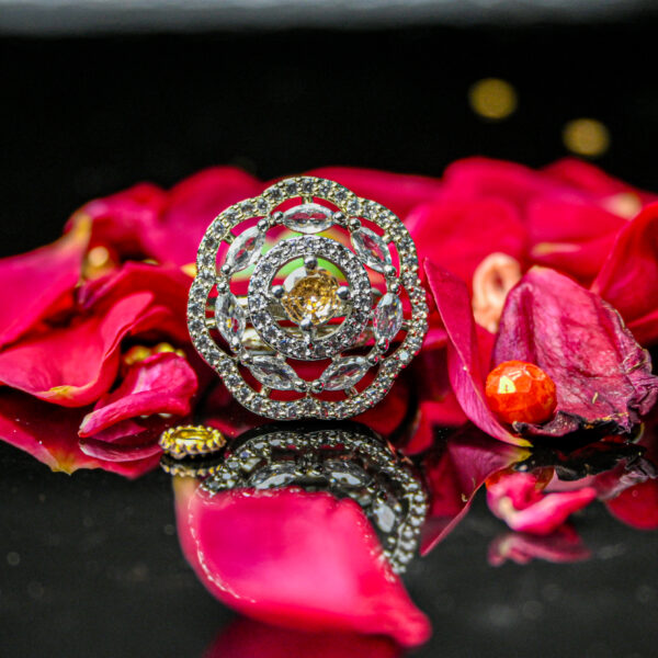 Stylish American Diamond Cocktail Ring – Adjustable Glam - Image 3