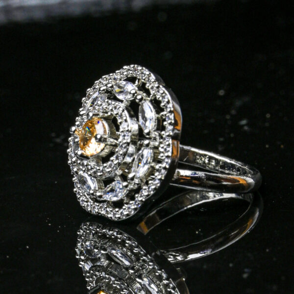 Stylish American Diamond Cocktail Ring – Adjustable Glam