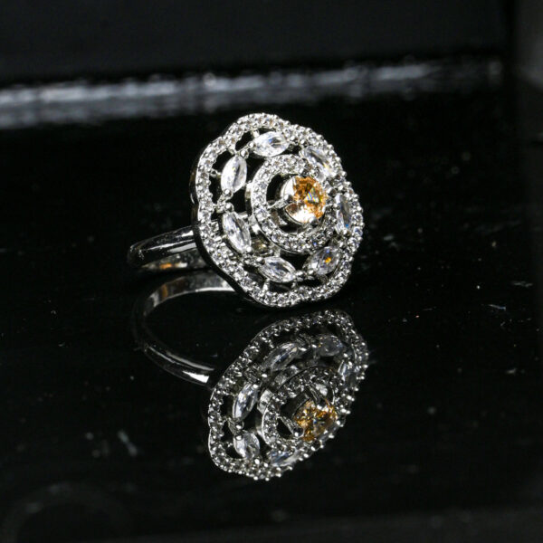 Stylish American Diamond Cocktail Ring – Adjustable Glam - Image 2