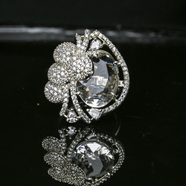 Stylish American Diamond Cocktail Ring – Adjustable Glam - Image 2