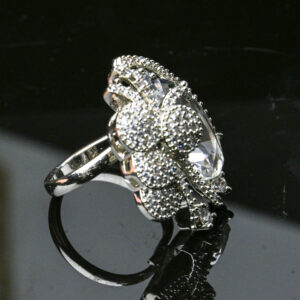 Stylish American Diamond Cocktail Ring – Adjustable Glam
