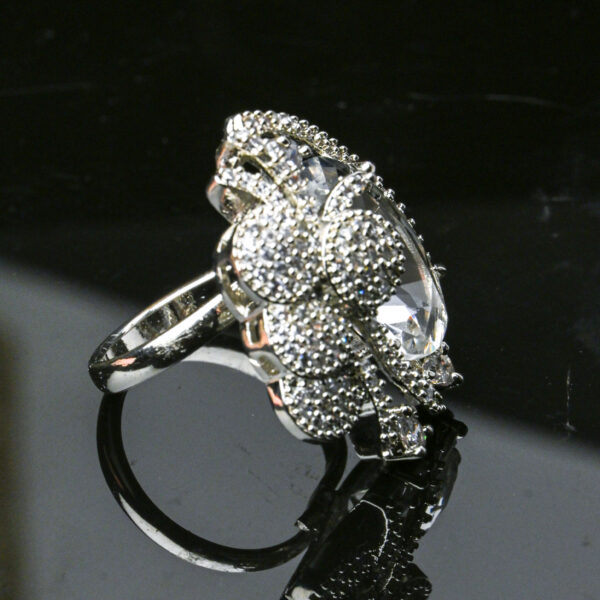 Stylish American Diamond Cocktail Ring – Adjustable Glam