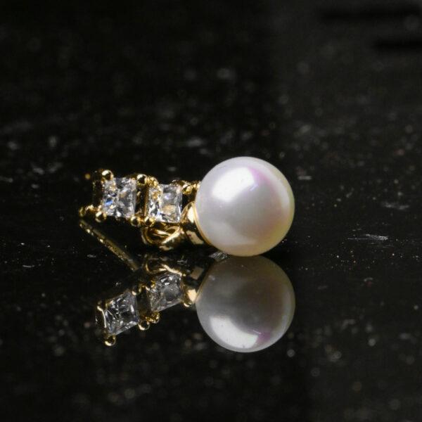 American Diamond Earrings with Pearl Touch - Image 2