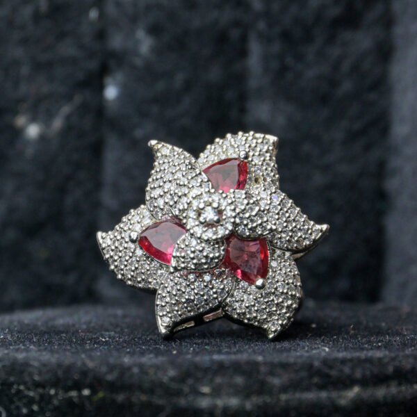 Bridal American Diamond Cluster Ring– Adjustable Glam - Image 2