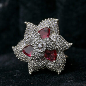 Bridal American Diamond Cluster Ring– Adjustable Glam