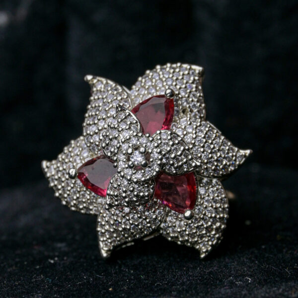 Bridal American Diamond Cluster Ring– Adjustable Glam