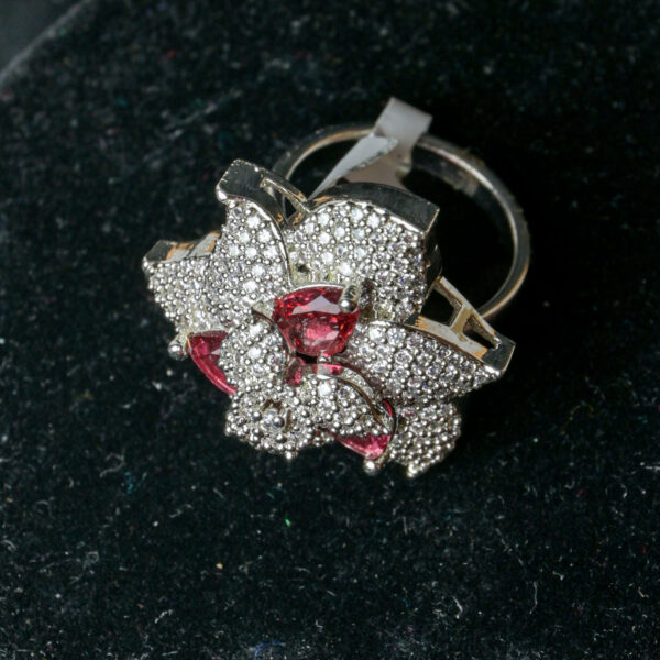 Bridal American Diamond Cluster Ring– Adjustable Glam - Image 3
